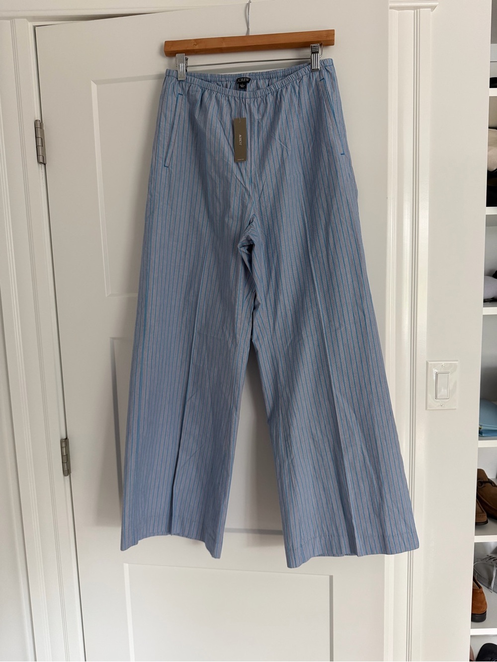 J. Crew Light Blue Striped Wide-Leg Pants - Picture 3 of 5